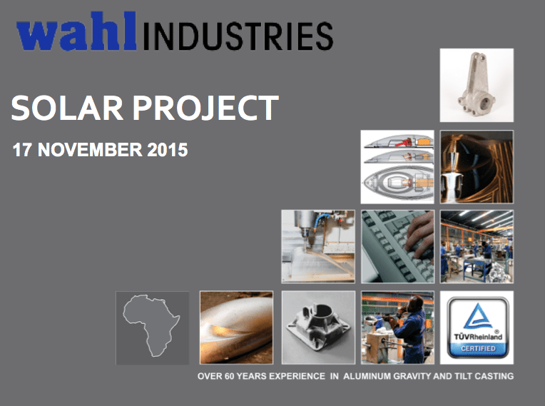 Wahl Industries - SOLAR PROJECT
