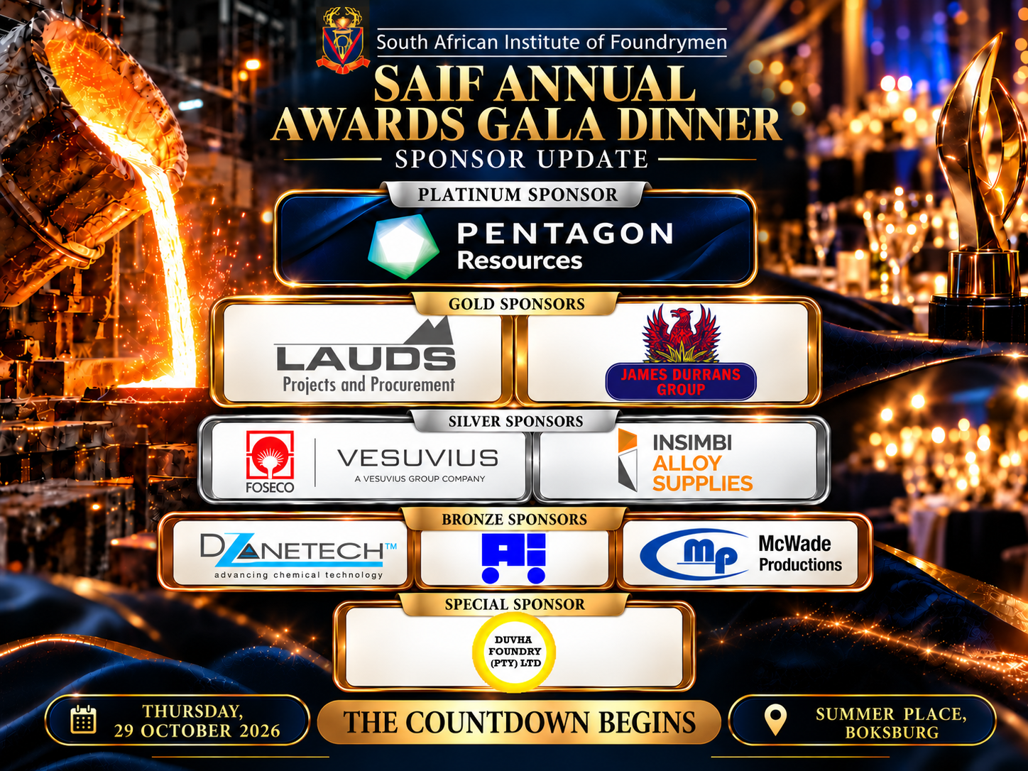 SAIF 60th Annual Awards Gala Dinner - Platinum, Gold, Silver, Bronze and Special Sponsors